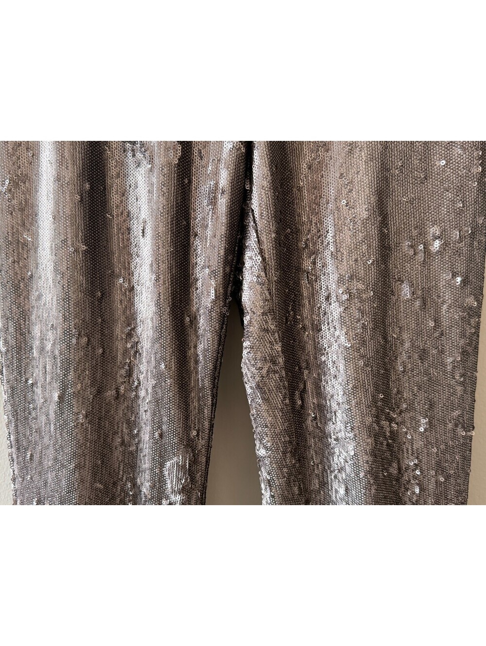 AllSaints Leigh Sequin Trousers Silver Sequin Straight Leg Pants 6 BNWT NEW - Picture 6 of 12